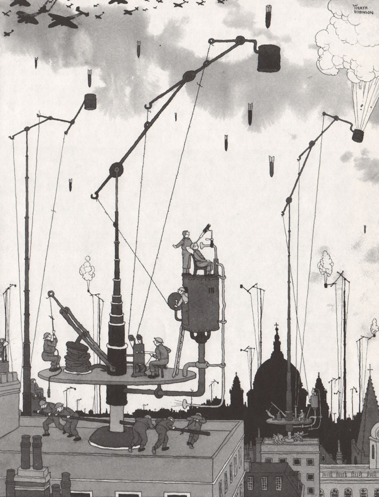 HEATH ROBINSON. The Multi-movement bomb catcher. Second World War 1973 print
